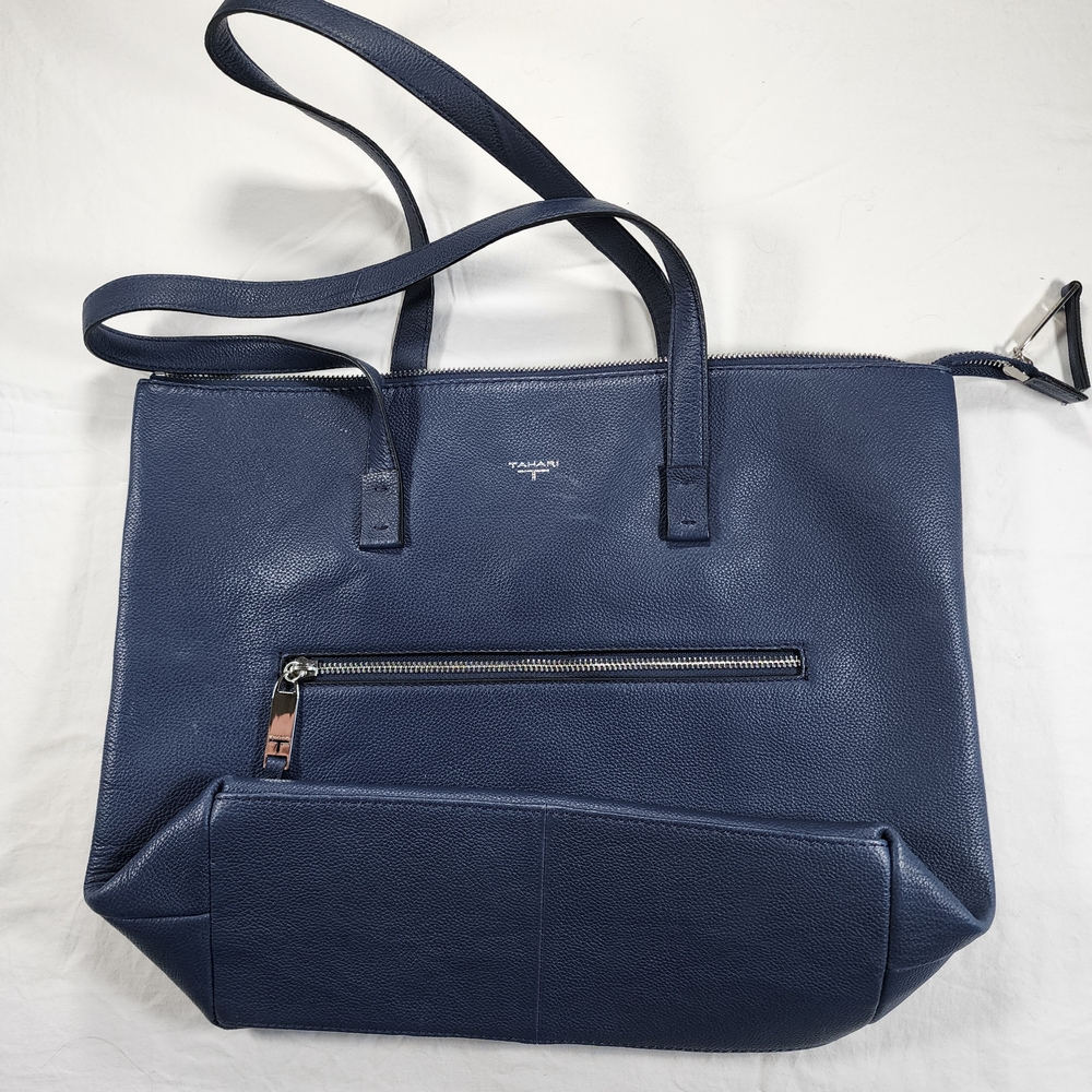 Tahari Dark Blue Leather Shoulder Bag